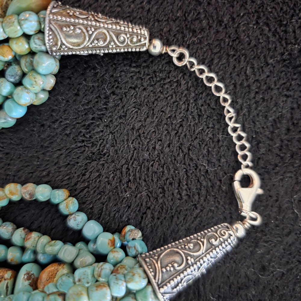 Blue Multi-Strand Turquoise Necklace with Heishi Beads - Picture 4 of 5